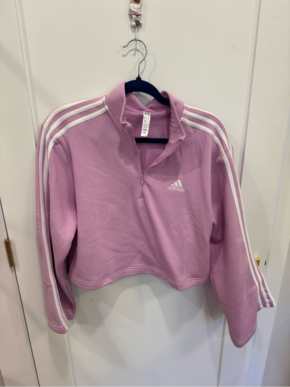 adidas BNWT Pink Half-Zip Sweatshirt with White Logo